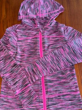 New Gymboree Gymgo Pink & Gray Space-Dye Zip-Up lightweight athletic Jacket